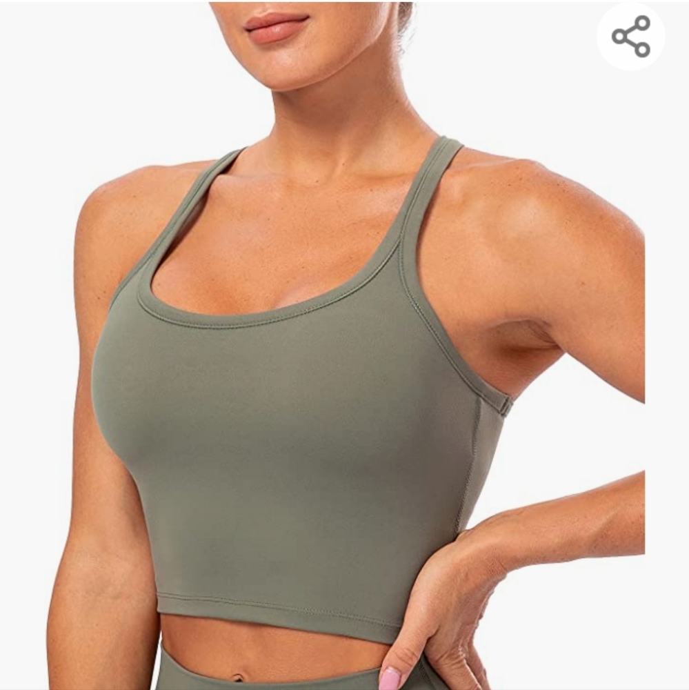 Lavento Longline Sports Bras in Green and White Sz 4